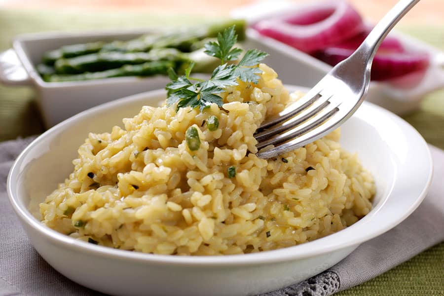 A bowl of gluten free risotto for a healthy life
