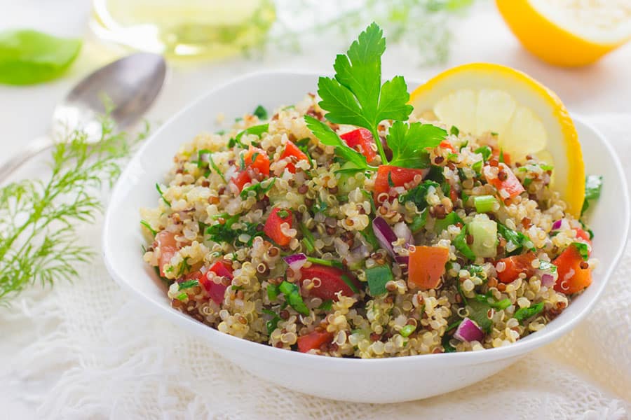 A bowl full of healthy and nutritious quinoa salad