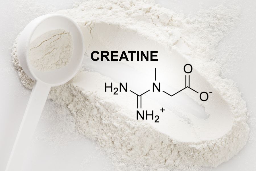 Creatine powder is spread on a table