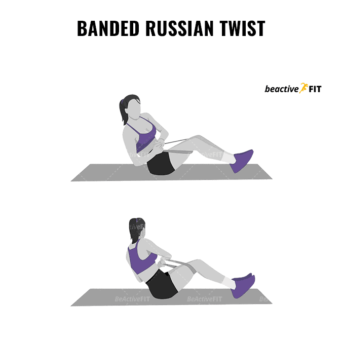 Banded Russian Twist Targets: Obliques, transverse abdominis, and core
